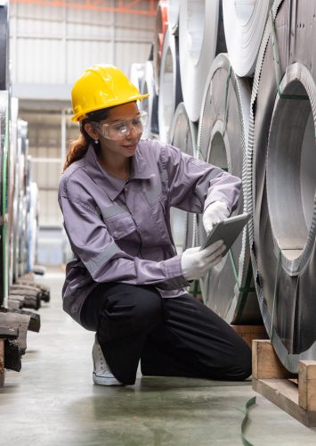 women inspecting